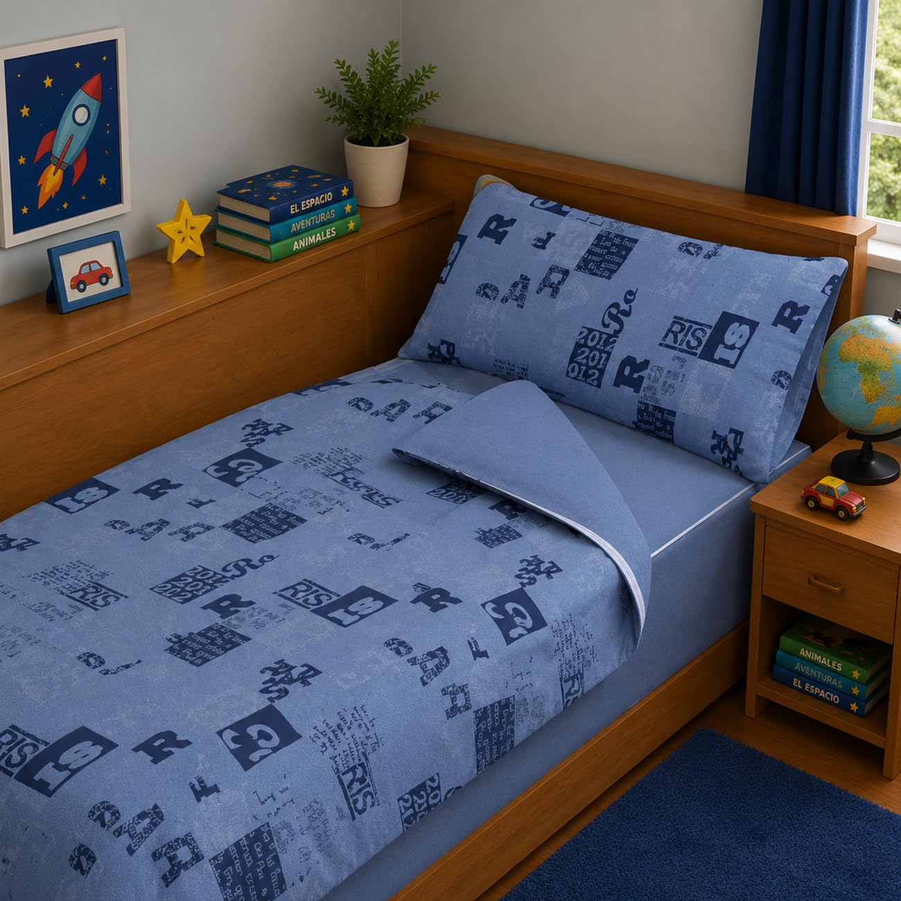 Montse Interiors, S.L. Saco nórdico Estampado con Cremallera y Bajera Ajustable (ACTTION, para Cama de 90x190/200)