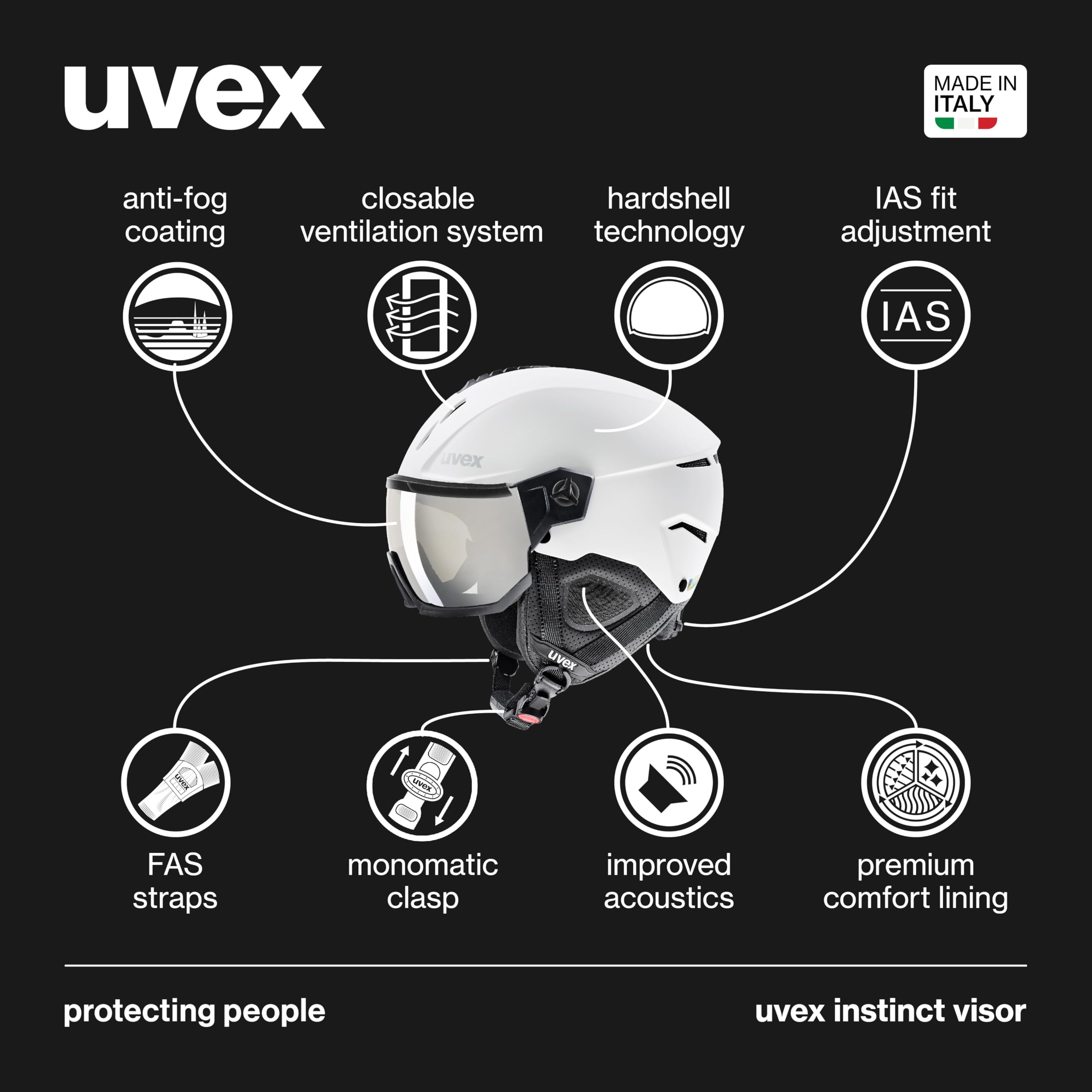 uvex instinct visor - Skihelm für Damen und Herren - mit Visier - individuelle Größenanpassung