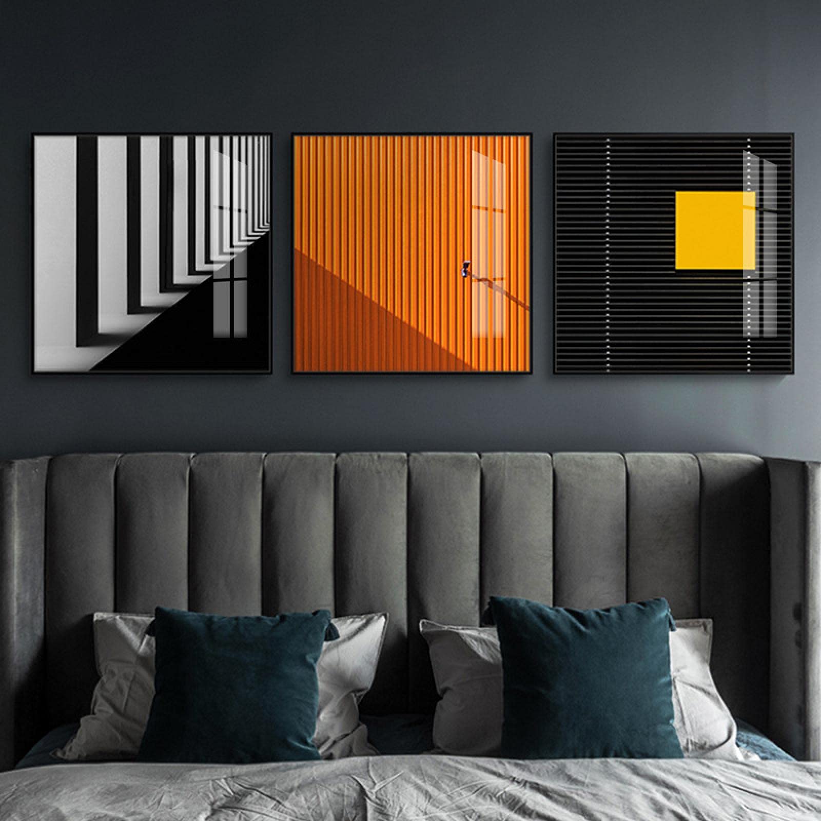 Tableau deco salon moderne triptyque abstrait industriel sans cadre - 6