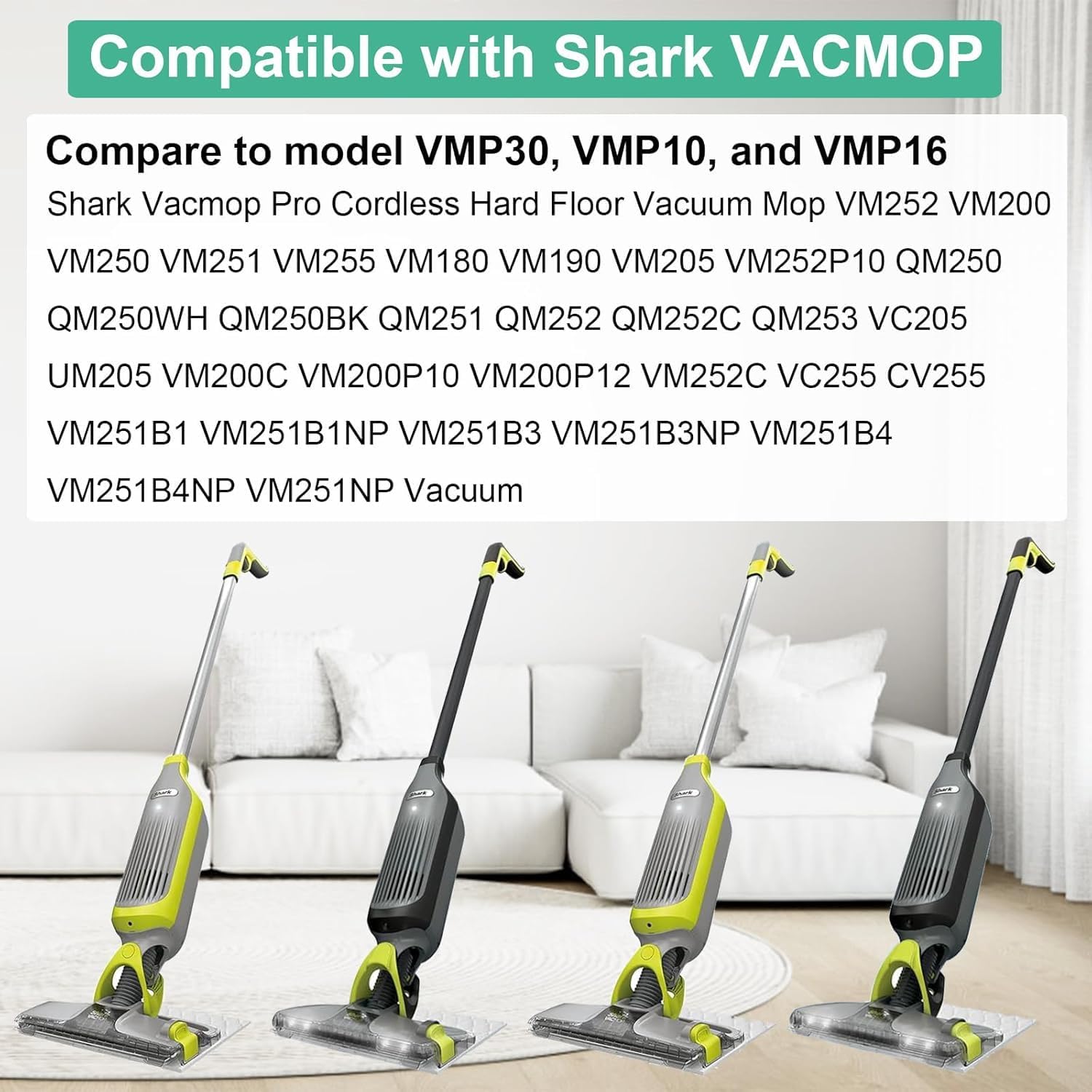 Disposable Vac Mop Pads Compatible with Shark VACMOP VM252 VM200 VM190 VM250 VM251 VM200C VM252C VC205 QM250 Vac Mop Pads Refills for All Hard Floors（40 Pack）