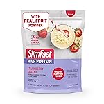 SlimFast High Protein Smoothie Mix Plus Fruit Powder, High Protein Meal Replacement Powder, Fiber, Vitamin C, 21 Servings, 1.29 Pounds, Strawberry Banana (Packaging May Vary)