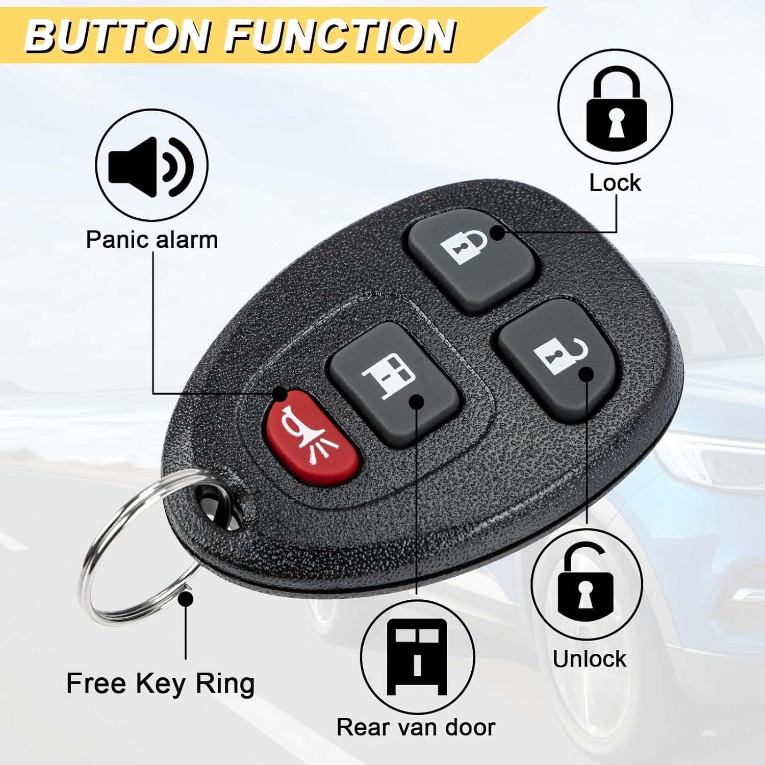 Vurkcy Key Fob Replacement for 2007-2024 Chevrolet Express Van & GMC Savana Car Keyless Entry Remote Control, OUC60270 OUC60221, 4 Btn, 2Pcs