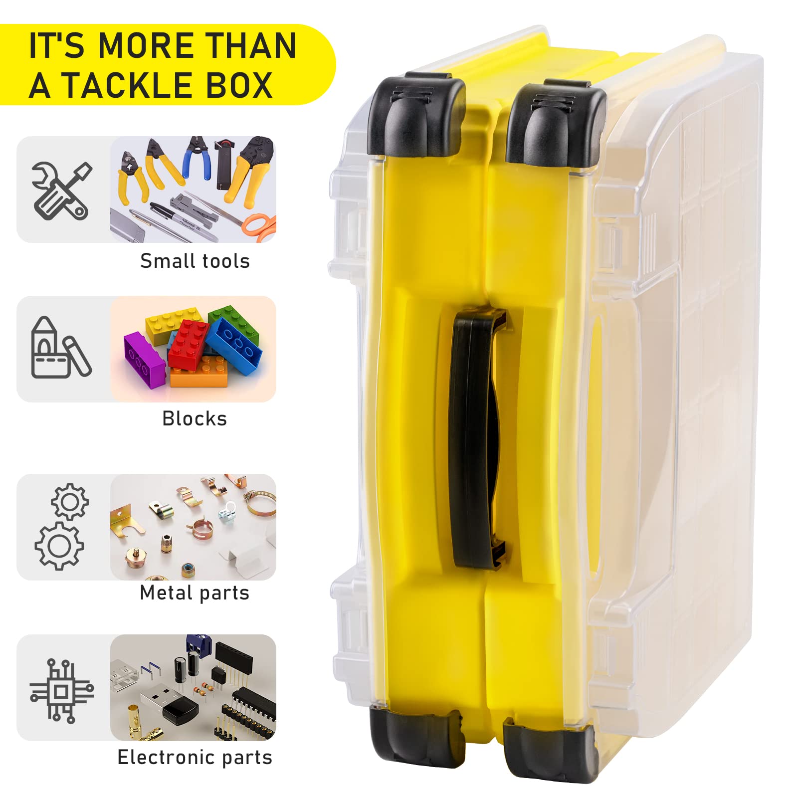 THKFISH Caja de aparejos grandes organizadores y almacenador, caja de aparejos de doble cara, sistema de aparejos desmontable de 4 capas para accesorios de pesca