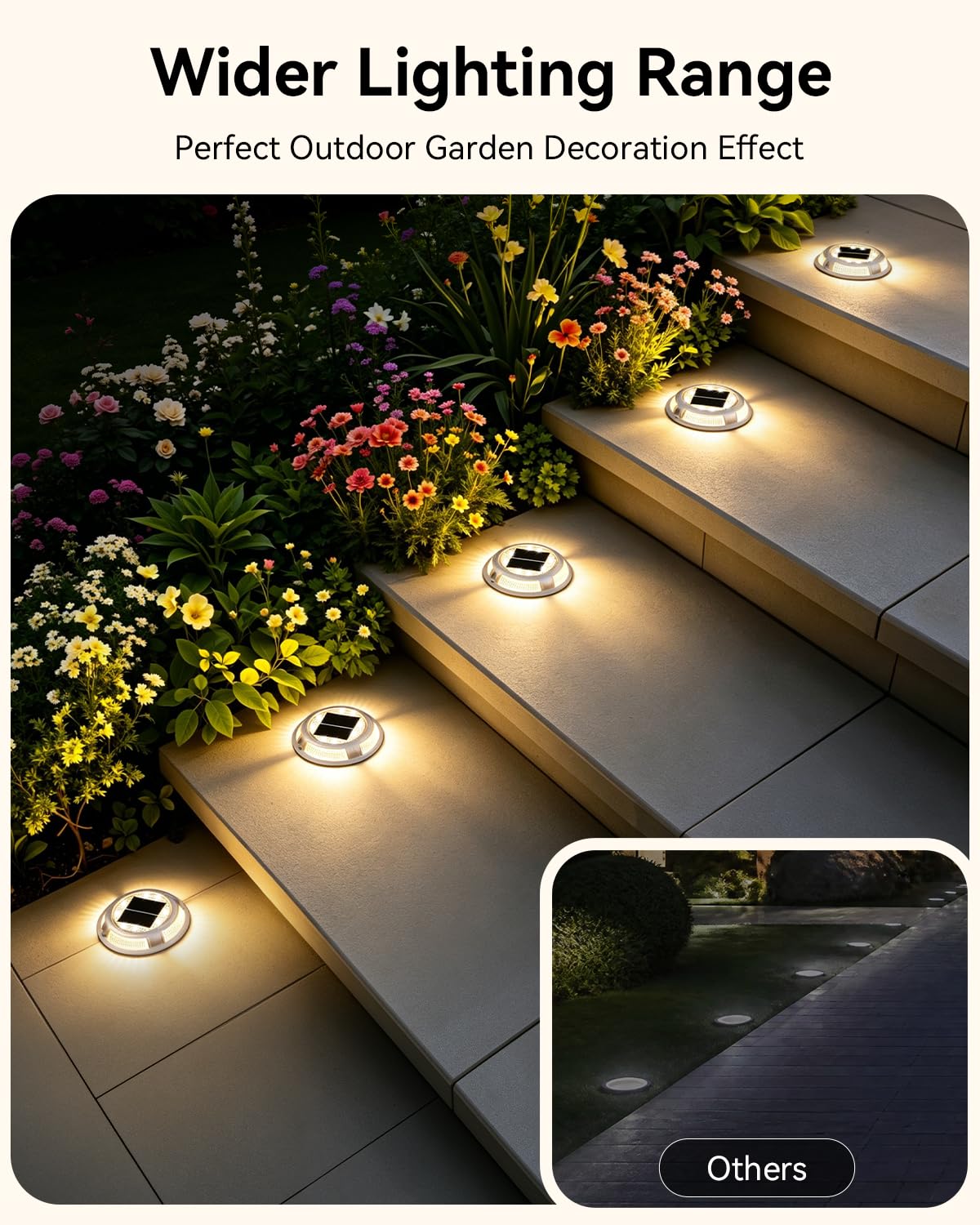 Luci solari da giardino a doppio uso, luci da prato ad energia solare, luce impermeabile per gradini, vialetti, marciapiedi, strada, scale, sentieri, prato, patio, cortile, giardino (bianco caldo e