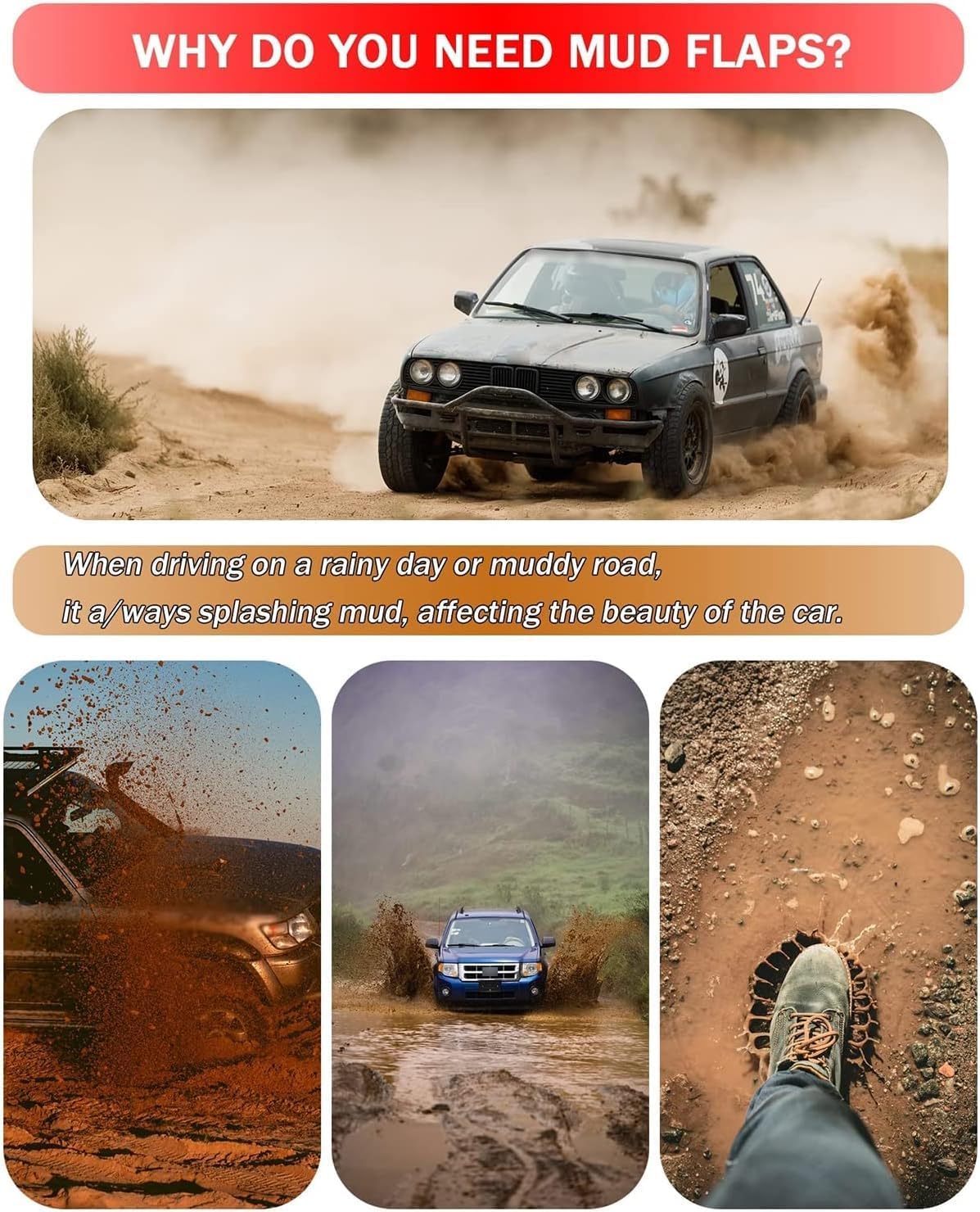 Mud Flaps Splash Guards Compatible with Kia Seltos All New 2020, 4pcs Automotive Fender Flares Retrofit Accessories, Car Front Rear Mudguard Set