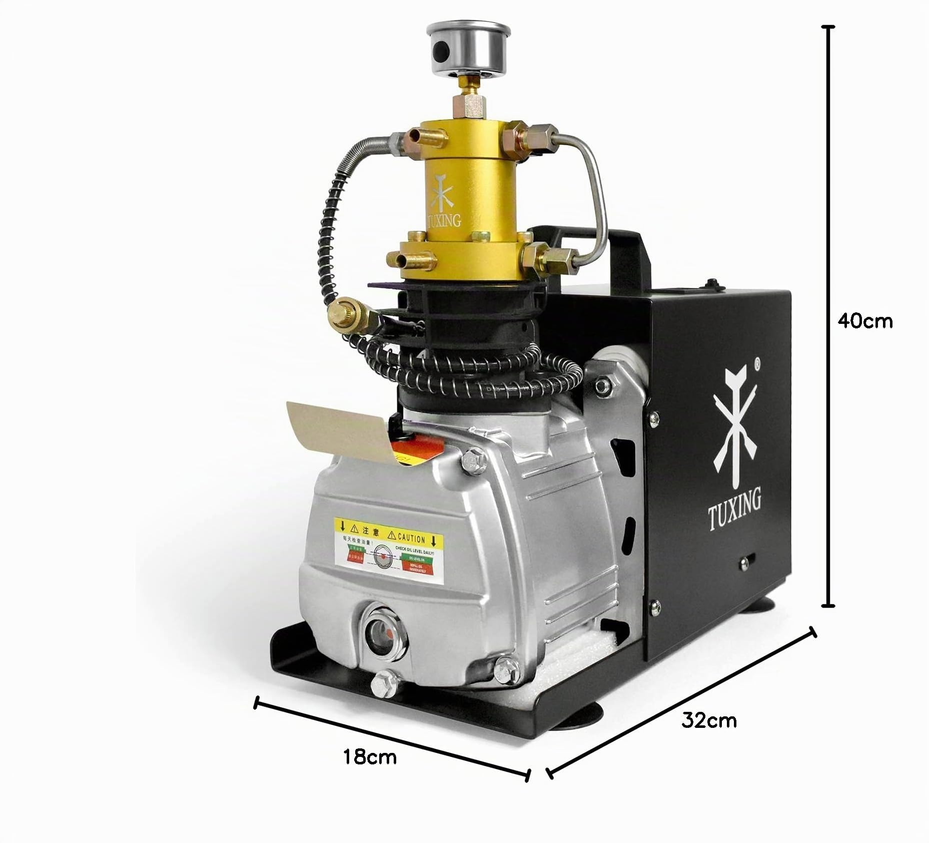 Compresor TUXING 4500Psi, compresor de aire eléctrico de alta presión, estación de llenado de paintball PCP para extinción de incendios y buceo, prueba de presión y fugas (30Mpa) 220V