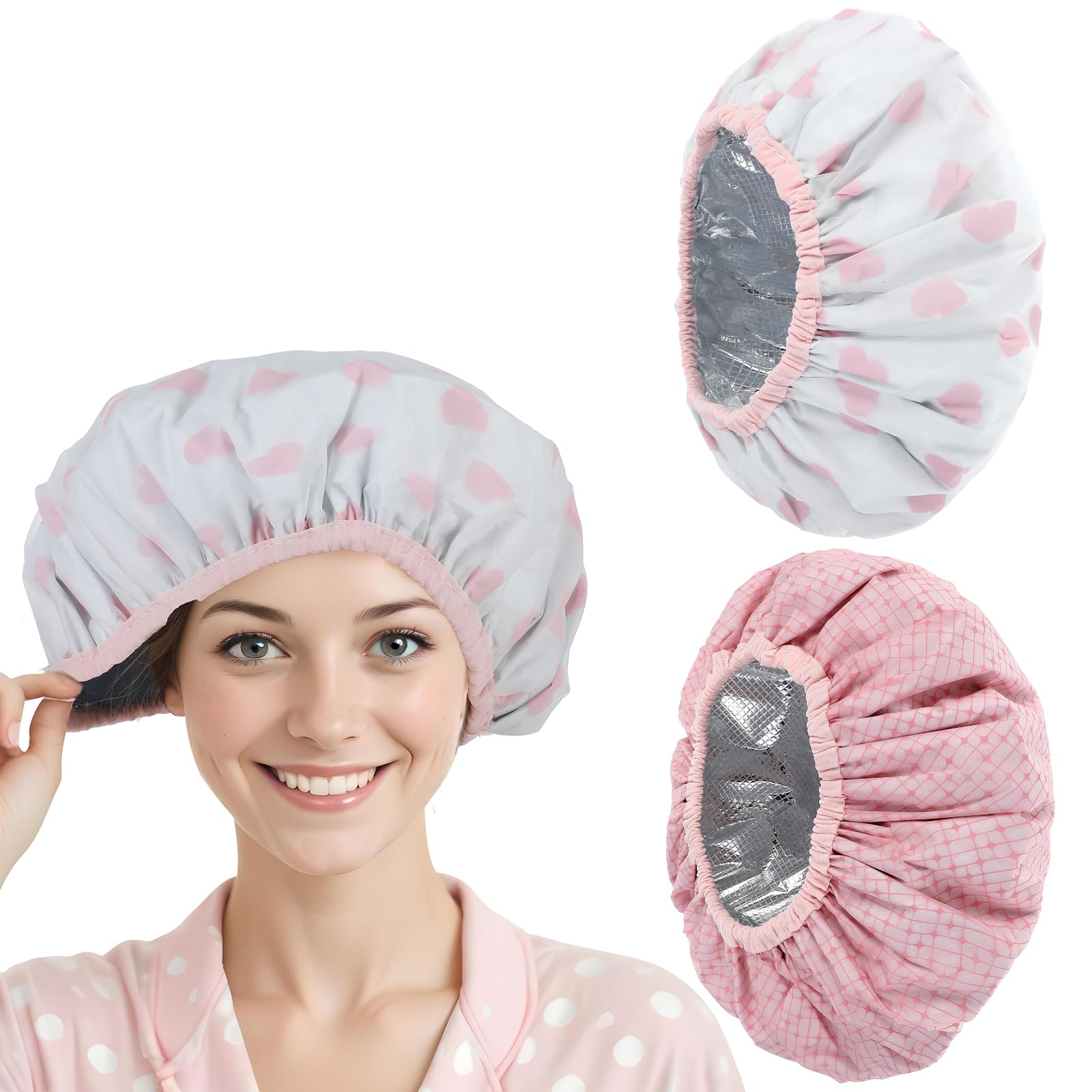 JJUNW 2 cappucci termici per capelli per condizionamento profondo, balsamo profondo, impermeabili, a doppio strato, per il trattamento dei capelli, per dormire, trattamento per capelli per uso