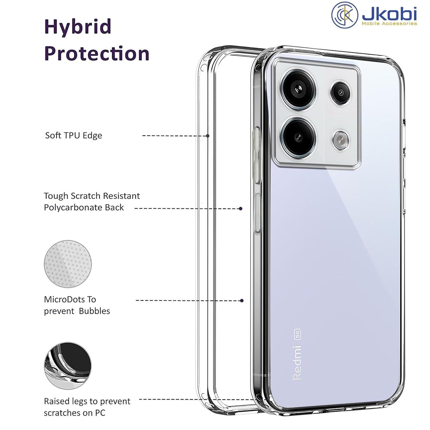 Jkobi Back Cover for Redmi Note 13 Pro (Silicone Clear Shockproof Case with Camera Protection | Soft and Flexible | Transparent) Jkobi Back Cover for Redmi Note 13 Pro (Silicone Clear Shockproof Case with Camera Protection | Soft and Flexible | Transparent)
