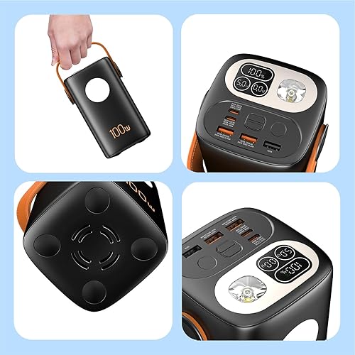 Miniatura 8 de Cargador portátil de 100000 mAh de gran capacidad 150 W Power Bank+cables incorporados, con luz LED, 4 salidas, 3 entradas para iPhone, Samsung,