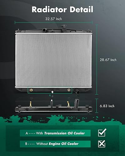 Vista 569 de SCITOO Radiador 2839 apto para Jeep 2006-2010 para Jeep para Commander 3.7L 2005-2010 para Jeep para Grand Cherokee 3.7L 2005-2009 para Jeep