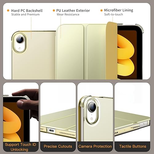 Miniatura 196 de MoKo Funda para iPad mini 7 (A17 Pro) Generation Case 2024, iPad mini 6 2021, funda delgada y ligera de 8.3 pulgadas de carcasa de policarbonato