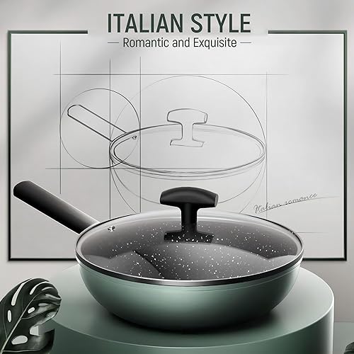 Miniatura 8 de Juegos de utensilios de cocina antiadherentes  16 ollas y sartenes con utensilios y vaporizador, utensilios de cocina de aluminio fundido