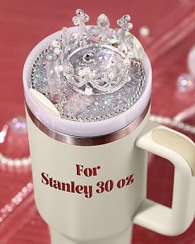 Lid Name Plate Topper for Stanley Cup 40 30 oz - Crown Cute Decoration Accessories for Tumbler, Water Bottle Glitter Decor for Women Girls