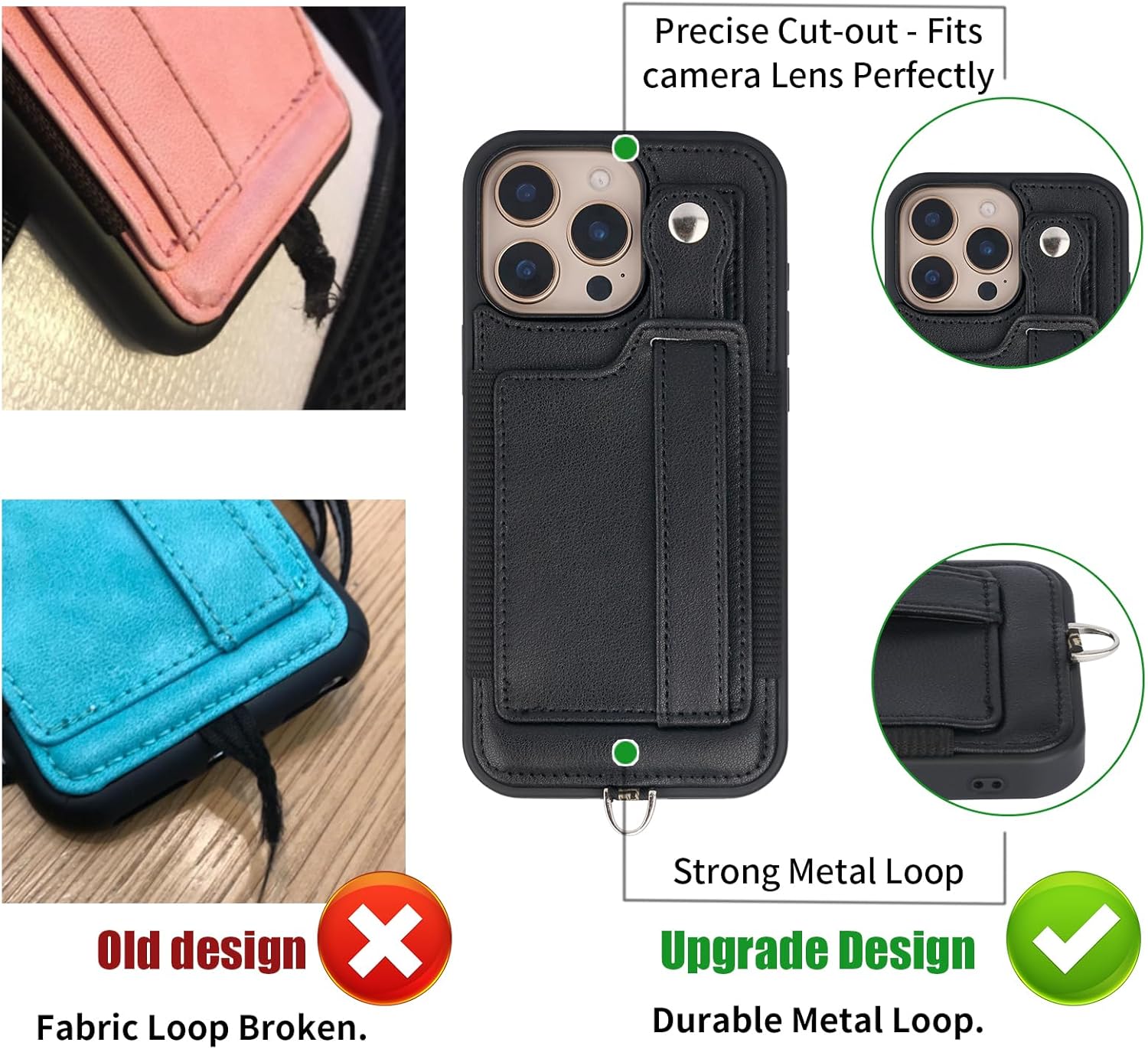 TOOVREN Phone Case for iPhone 16 Pro Max Case with Wallet Strap Lanyard Case fits Phone 16 Pro Max Wallet Case with Card Holder Stand Leather Cover Adjustable for Women & Men 6.9 Inch Black - Image 9