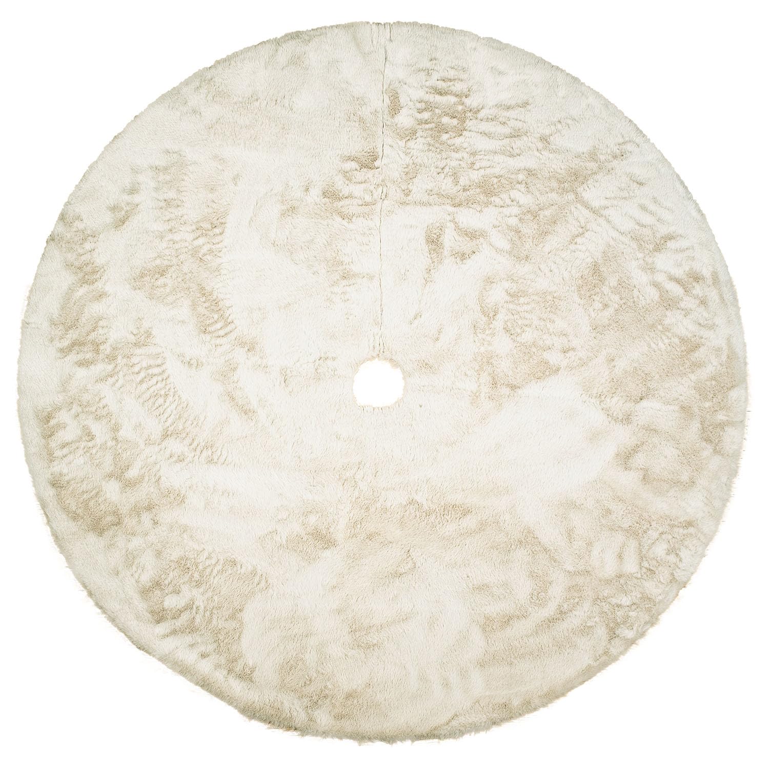 Christmas Tree Blanket 120 cm Round Christmas Tree Skirts Made of Plush Fur Carpet Blanket Small Christmas Tree Stand Underlay Tree Skirt Christmas Decoration Model Beige [165]