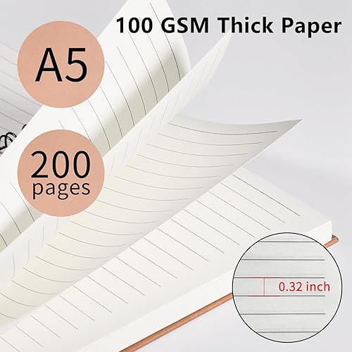 Miniatura 2 de Paquete de 3 cuadernos en espiral de 5.83 x 8.27 pulgadas, diario A5 en espiral, 100 hojas (200 páginas), con tapa dura de papel de estraza con