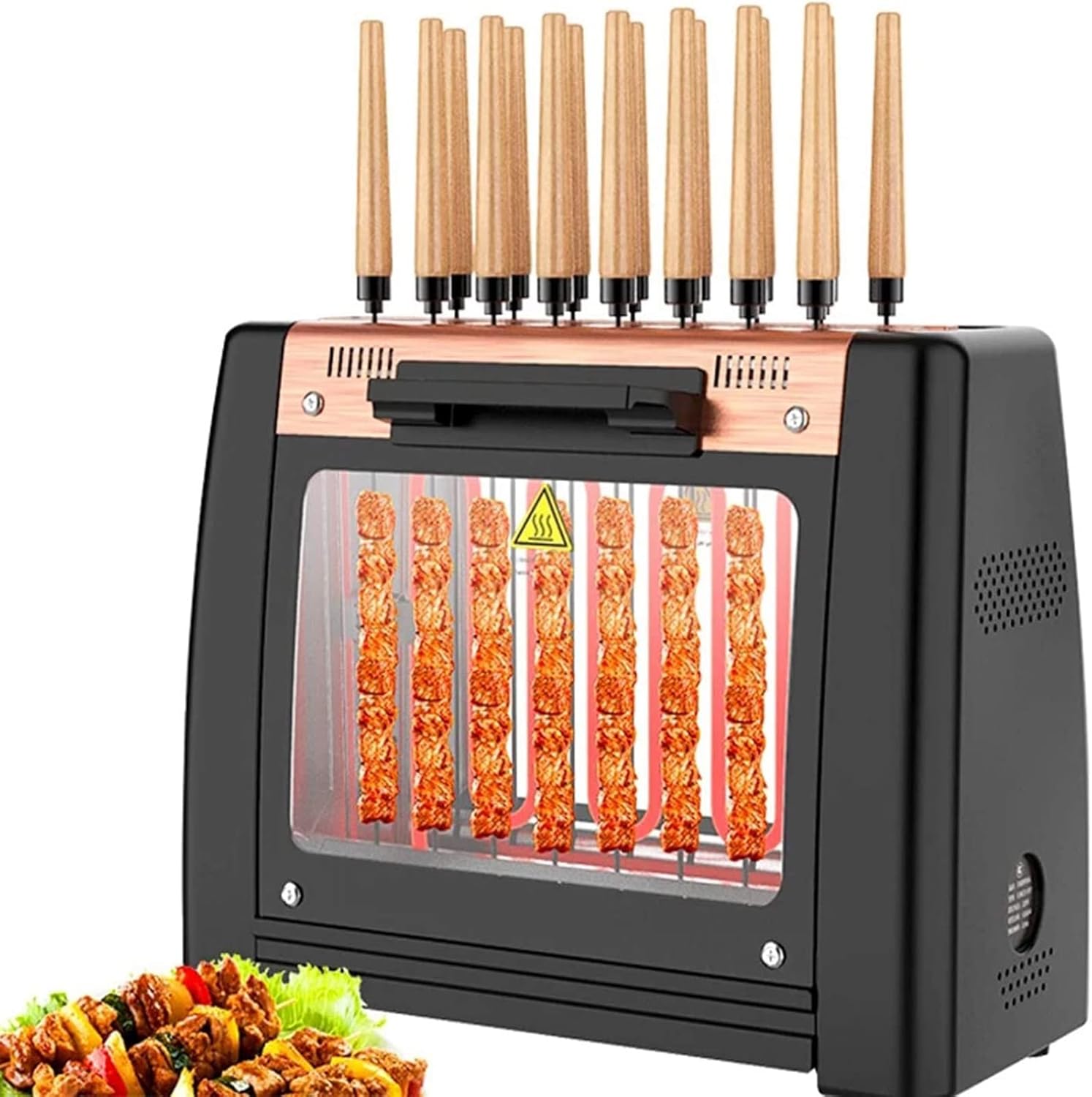 Smokeless BBQ Grill with 360° Rotating Lamb Skewers, Indoor Portable Vertical Grill, 2-Stage Temperature Control for Perfect Barbecue Cooking