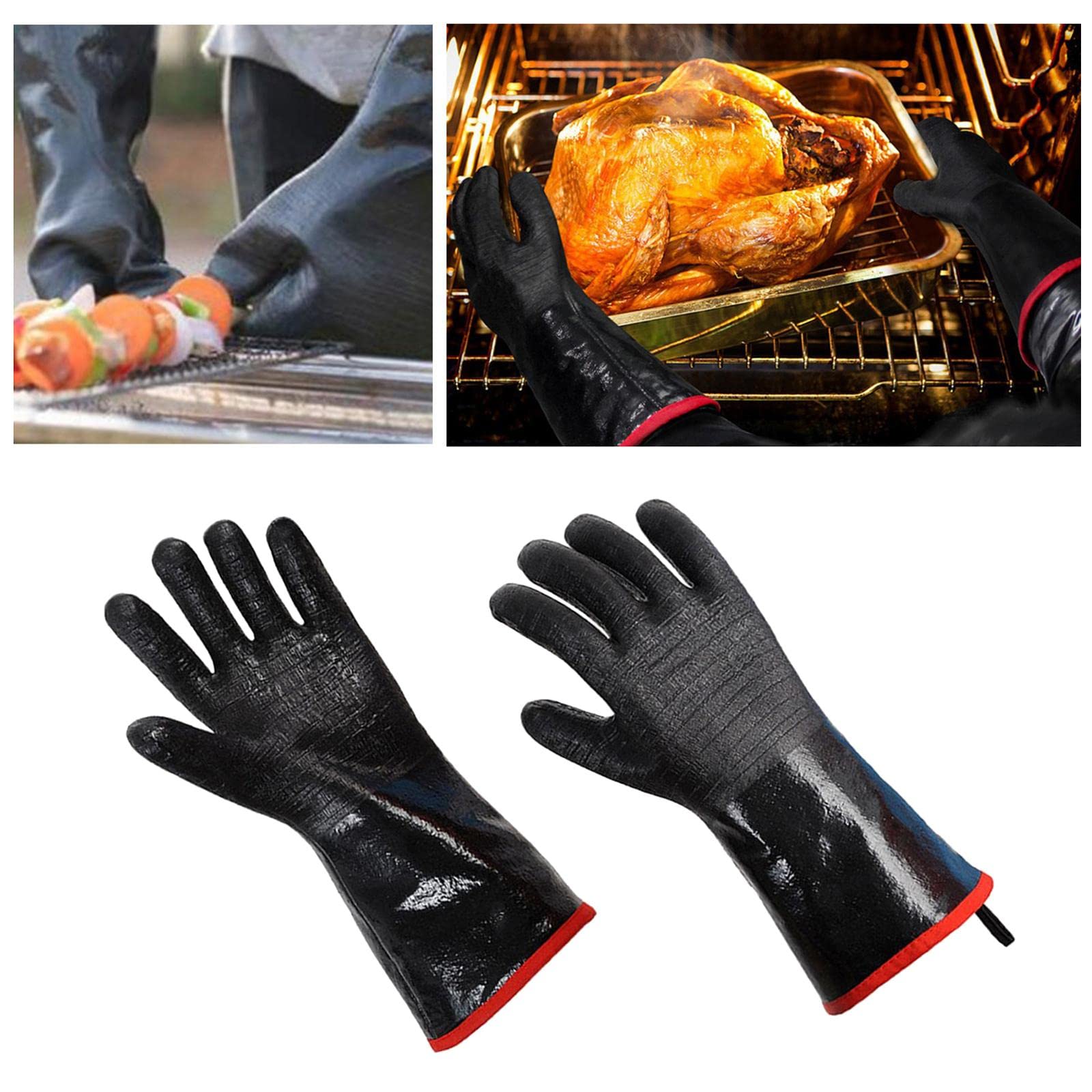 Guantes de Trabajo, 1 par de Barbacoa de Neopreno Barbacoa Prueba de Aceite Resistente al Calor de la Parrilla: de 18 Pulgadas de Grosor (Color : 14 Inch Thick)