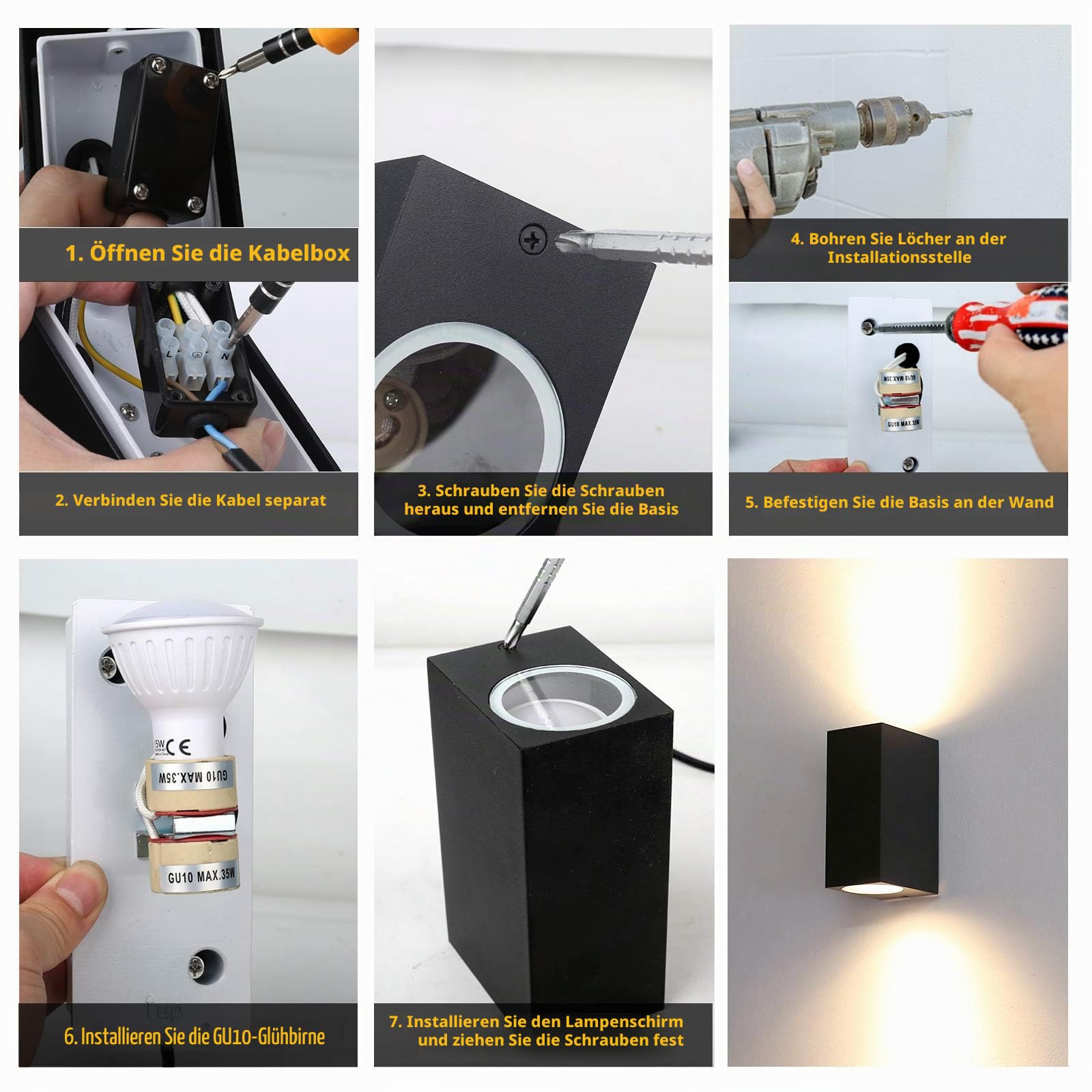 HLFVLITE Außenleuchte Wand GU10 Wandlampen 2 Stück Up and Down Leuchten Aussen Aluminium, IP44 Wasserdichte Wandleuchte Garten Terrasse