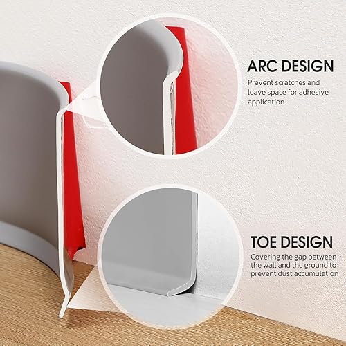 Miniatura 6 de NuFlySic Base flexible de pared para zócalo, base de goma para despegar y pegar, 4 pulgadas de ancho x 40 pies de largo, base de pared de vinilo