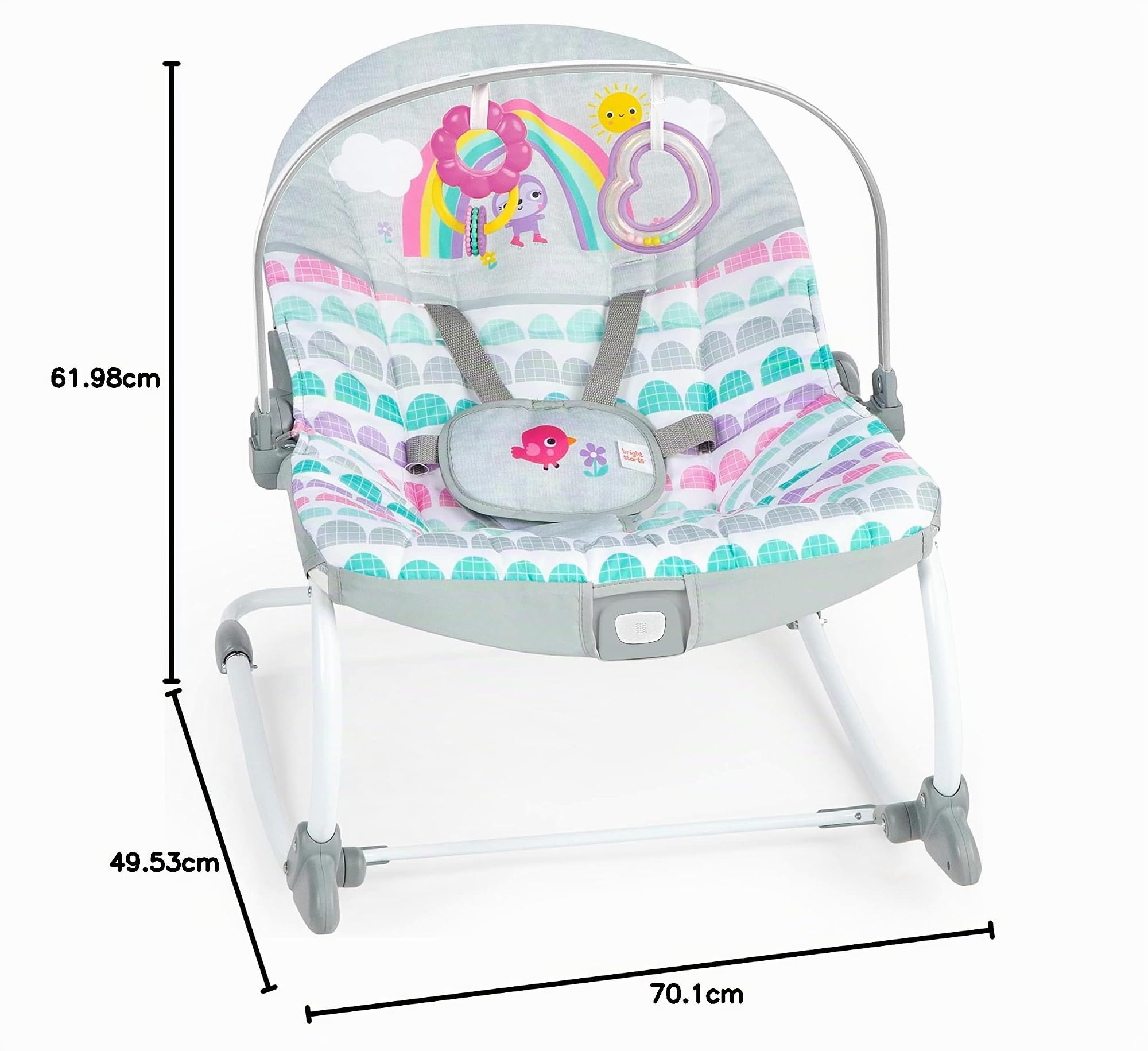 Bright Starts Rosy Rainbow Babywippe mit Vibration, Babysitz für Mädchen oder Jungs, Neugeborenes +