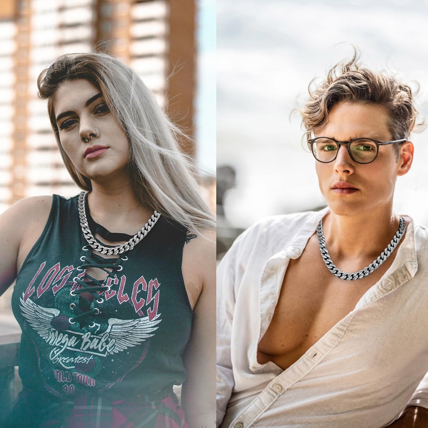 Stainless Steel Chain Necklaces,Rolo Chain Necklace for Men Women,Unique Fashion and Charm Jewelry, Silver Tone Chain,Stainless Steel Adjustable Link, Gifts for Friends/Husband/Dad - Image 4