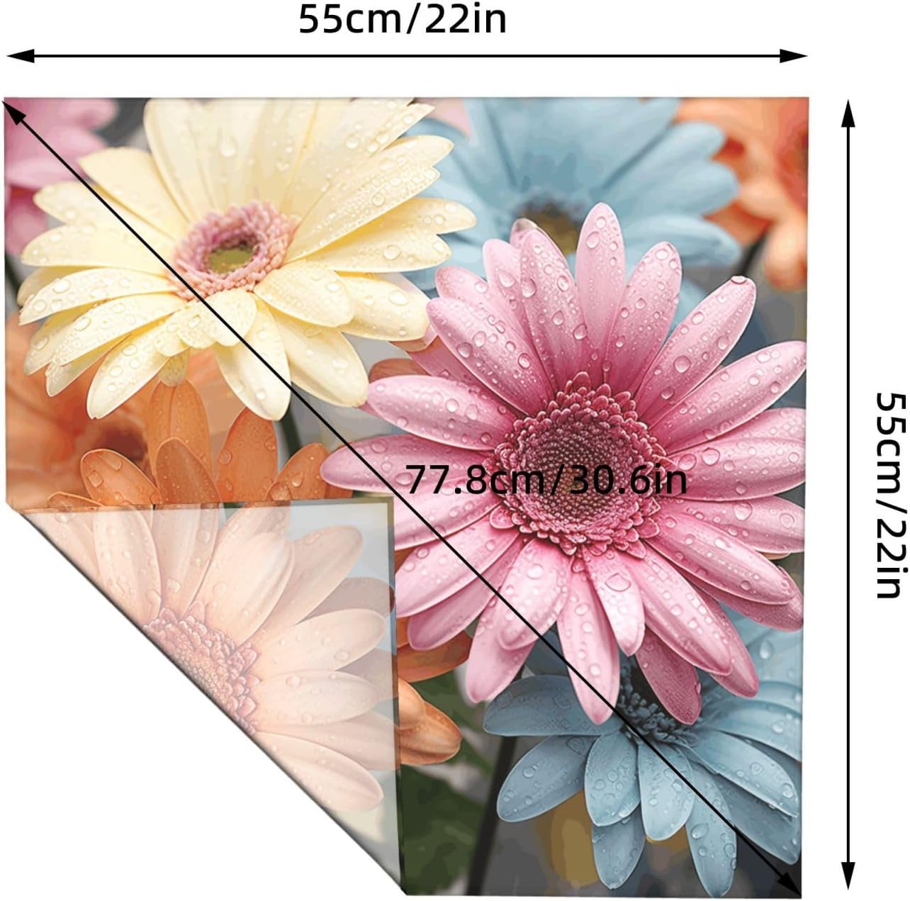 Cooling Bandanas for Men Women Square Hair Scarf 22" x 22" Novelty Headband Colorful Daisy Flower Neckerchief