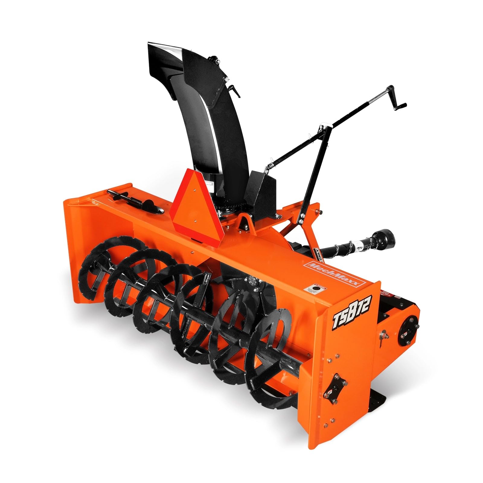 MechMaxx 72 inch 3 point PTO snow blower in orange