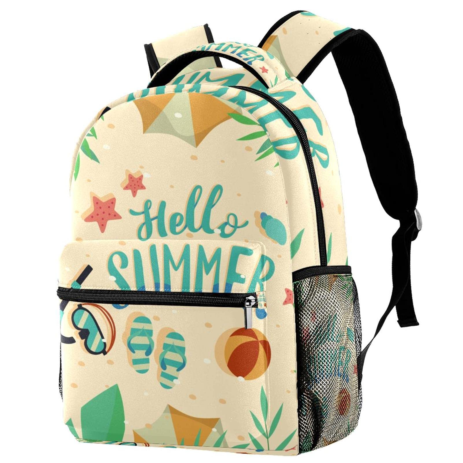 Sac à dos d'école Hello Summer en tissu sergé avec compartiment PC