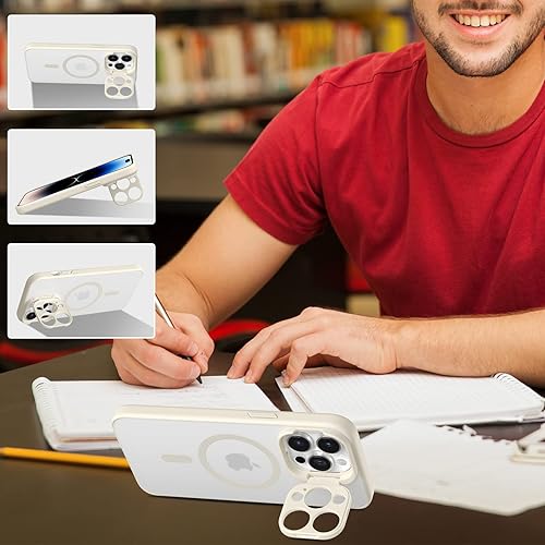 Miniatura 5 de UCASONG Funda magnética para iPhone 14 Pro con soporte protector de cámara probada en caídas de grado militar compatible con MagSafe Funda trasera