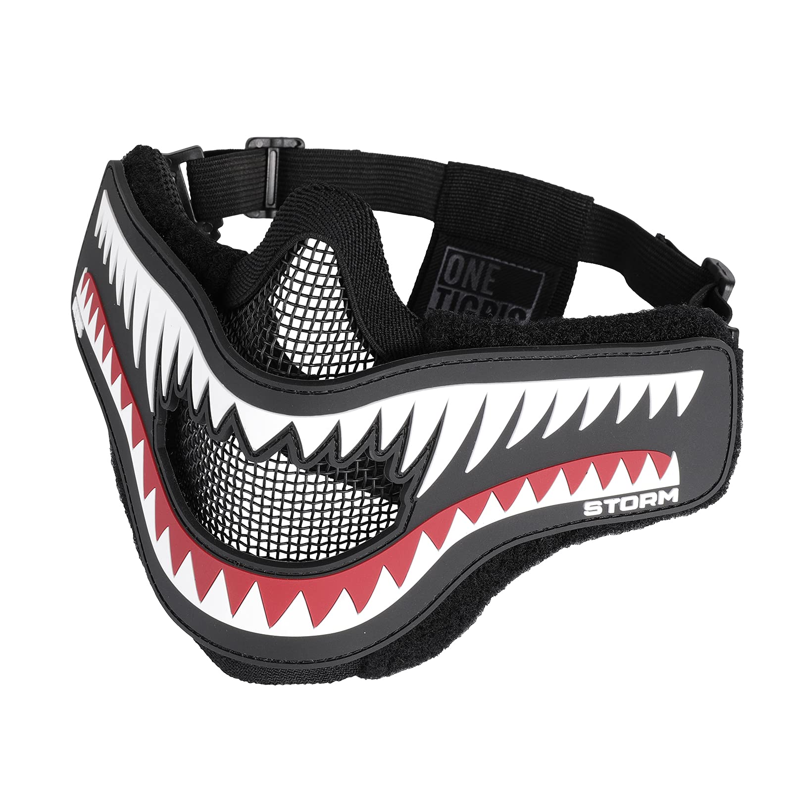 OneTigris X Storm Airsoft Mask Foldable Mesh Mask with Removable Shark Jaw Morale Patch
