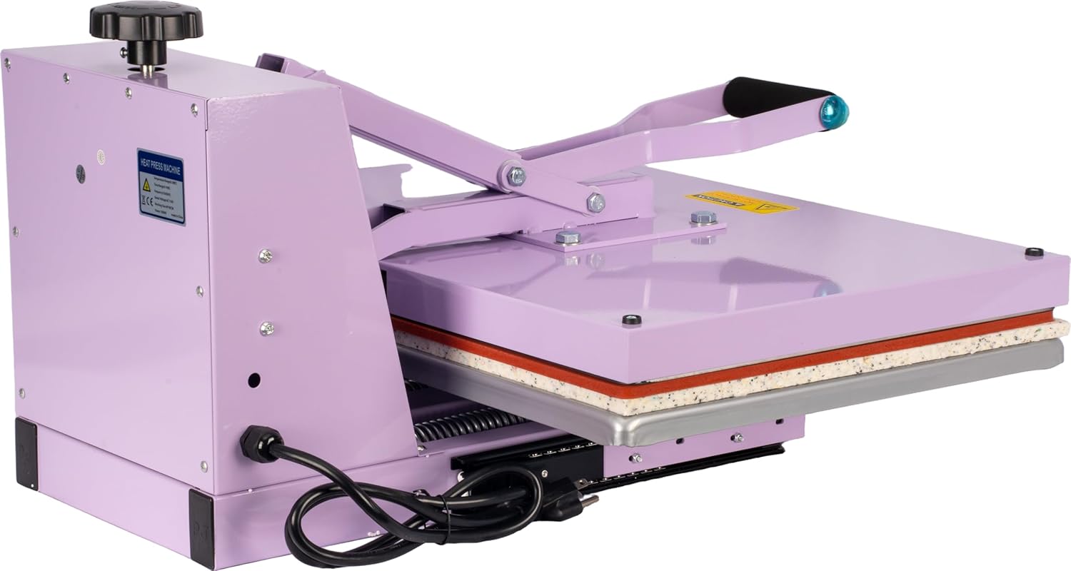 Professional 16x24 Inch Heat Press Machine, 2000W High Power Manual T-Shirt Press with Slide-Out Drawer, Teflon Coated Heating Plate, Industrial Grade Heat Transfer for DTF, HTV, Vinyl, Purple