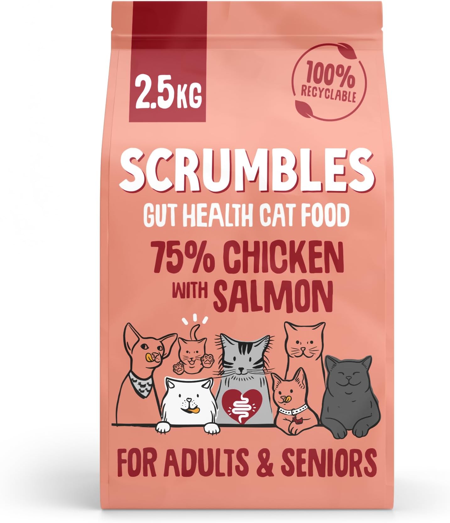 – All Natural Dry Cat Food With Chicken and Fresh Salmon, High Protein Food for Adults And Seniors, 2.5 Kg,pink bag