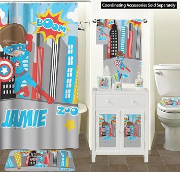 YouCustomizeIt Personalized Superhero in The City Waste Basket - Single Sided (White)