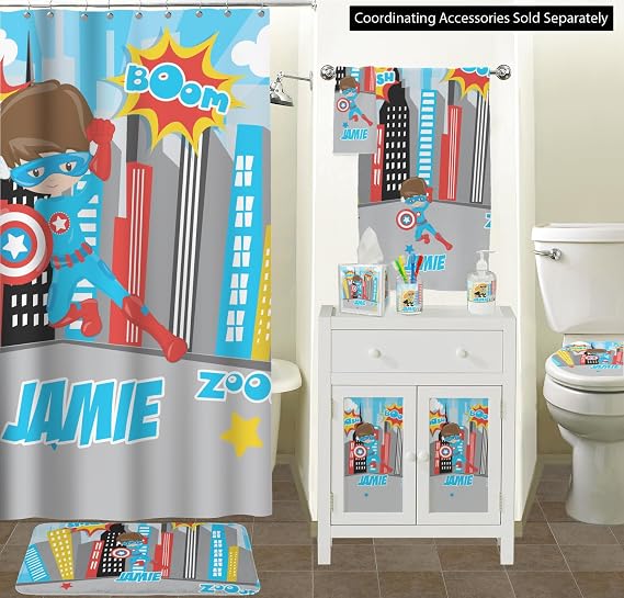 YouCustomizeIt Personalized Superhero in The City Waste Basket - Single Sided (White)