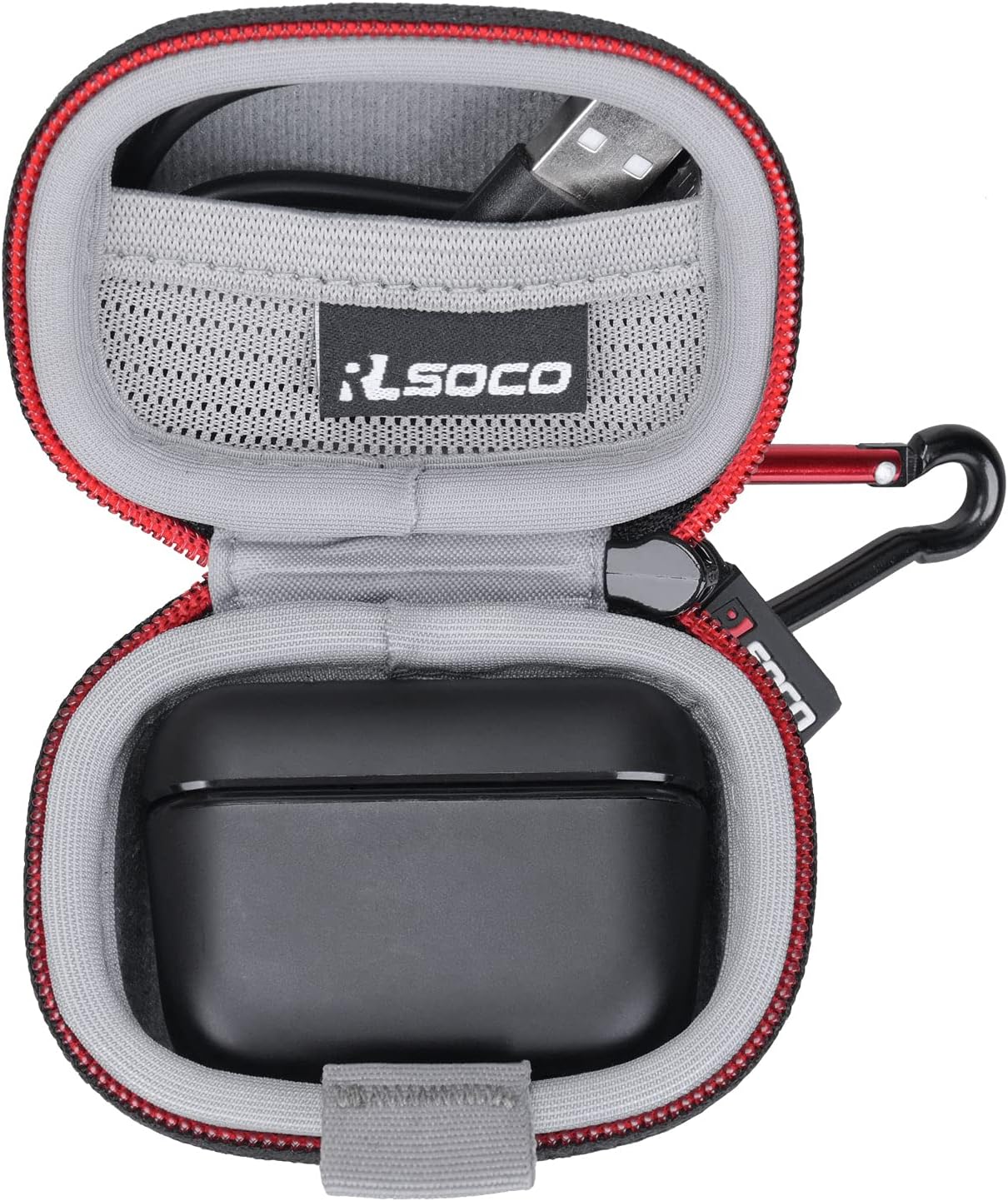 Carrying Case for Sennheiser CX Plus/CX 400BT/ CX True Wireless Earbuds Bluetooth In Ear Headphones | Shockproof, Dustproof, Water-Resistant Storage Pouch, With Carabiners - Black