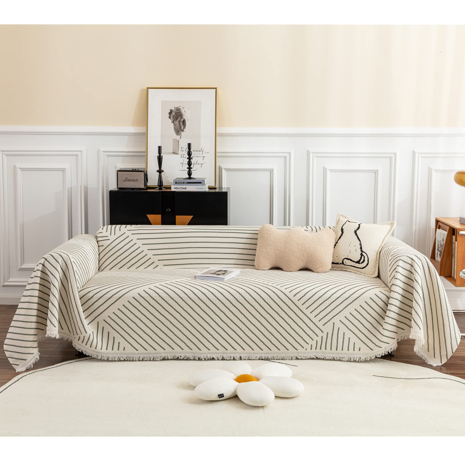 Jeté de canapé en coton 180x130 cm plaid protection 1 place salon