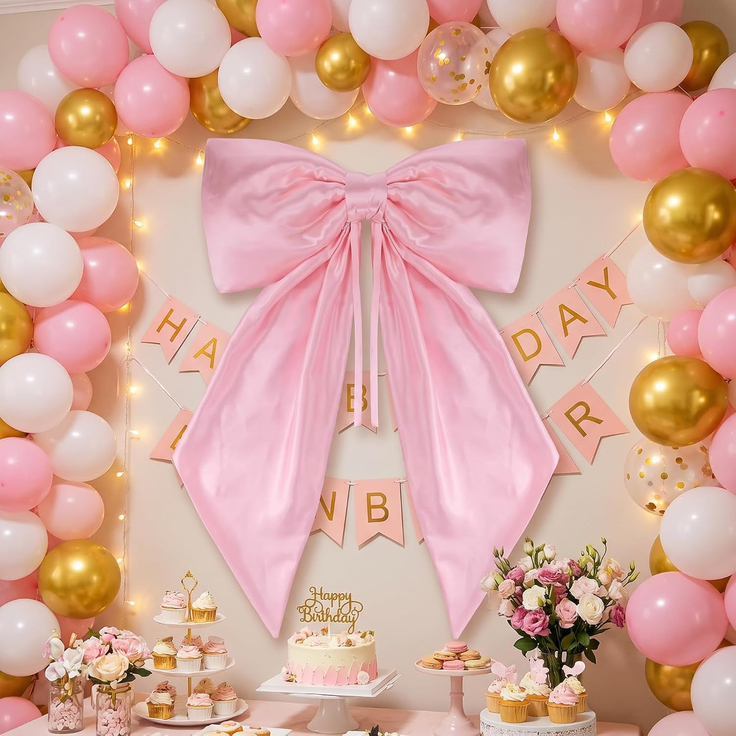 Breling 28 Inch Giant Pink Satin Car Bow Magnetic Gift Wrap for Wedding image 2