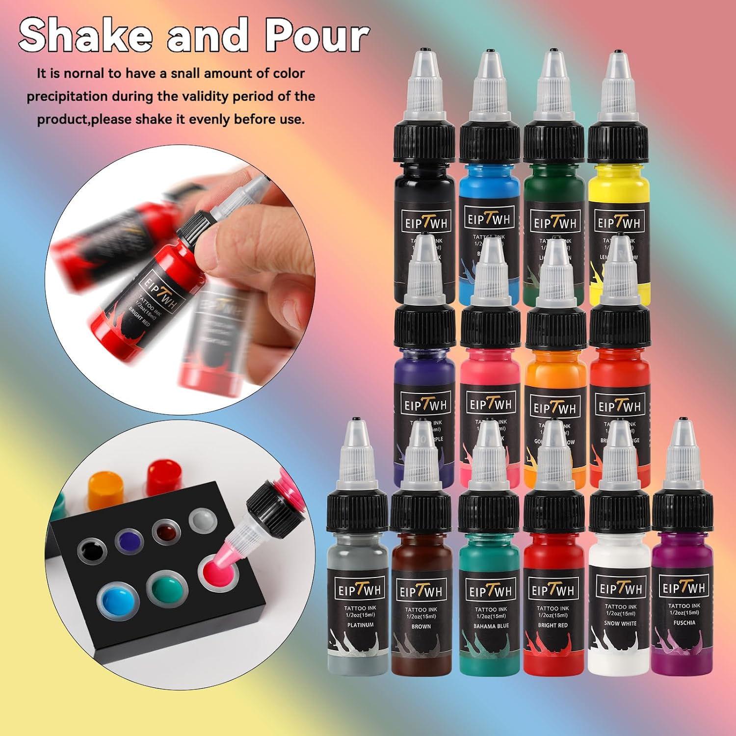 14 Colors Tattoo Ink Set,15ml 1/2oz Tattoo Ink Colors Set for Outlining&Shading,Professionals Tattoo Pigments for Tattoo Body Art