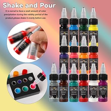 14 Colors Tattoo Ink Color Set and 20pcs Tattoo Cartridges Needles