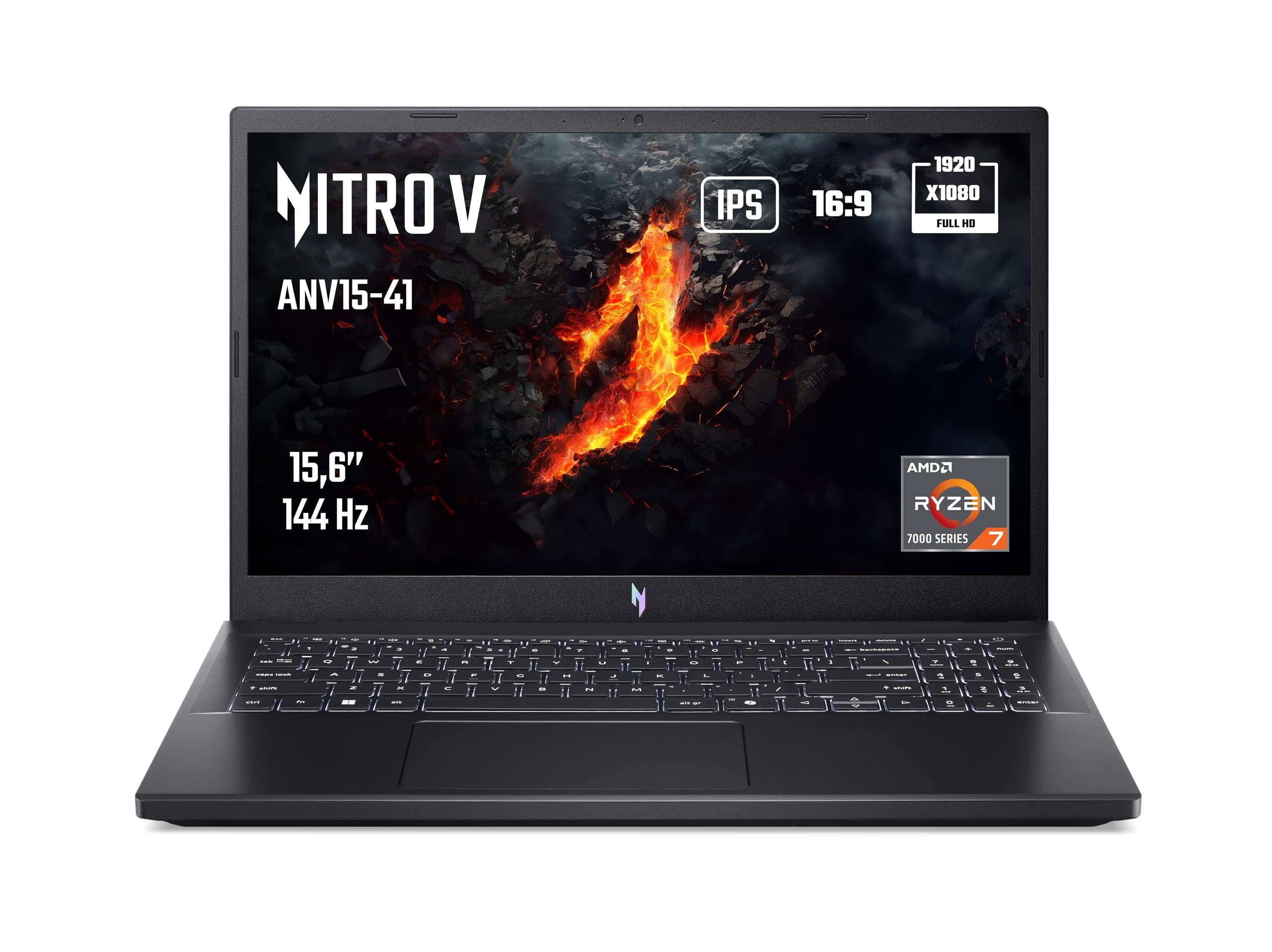Acer Nitro V ANV15-41-R9NM, laptop do gier 15,6'' Full HD IPS 144 Hz, (AMD Ryzen 7 7735HS, NVIDIA GeForce RTX 4060, RAM 16 GB, 1024 GB SSD, Windows 11) Laptop do gier, kolor czarny