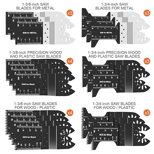 Miniatura 2 de Juego de 20 hojas de sierra oscilante de liberación rápida para madera, metal, plástico, cuchillas oscilantes bimetálicas, ajuste Fein Multimaster