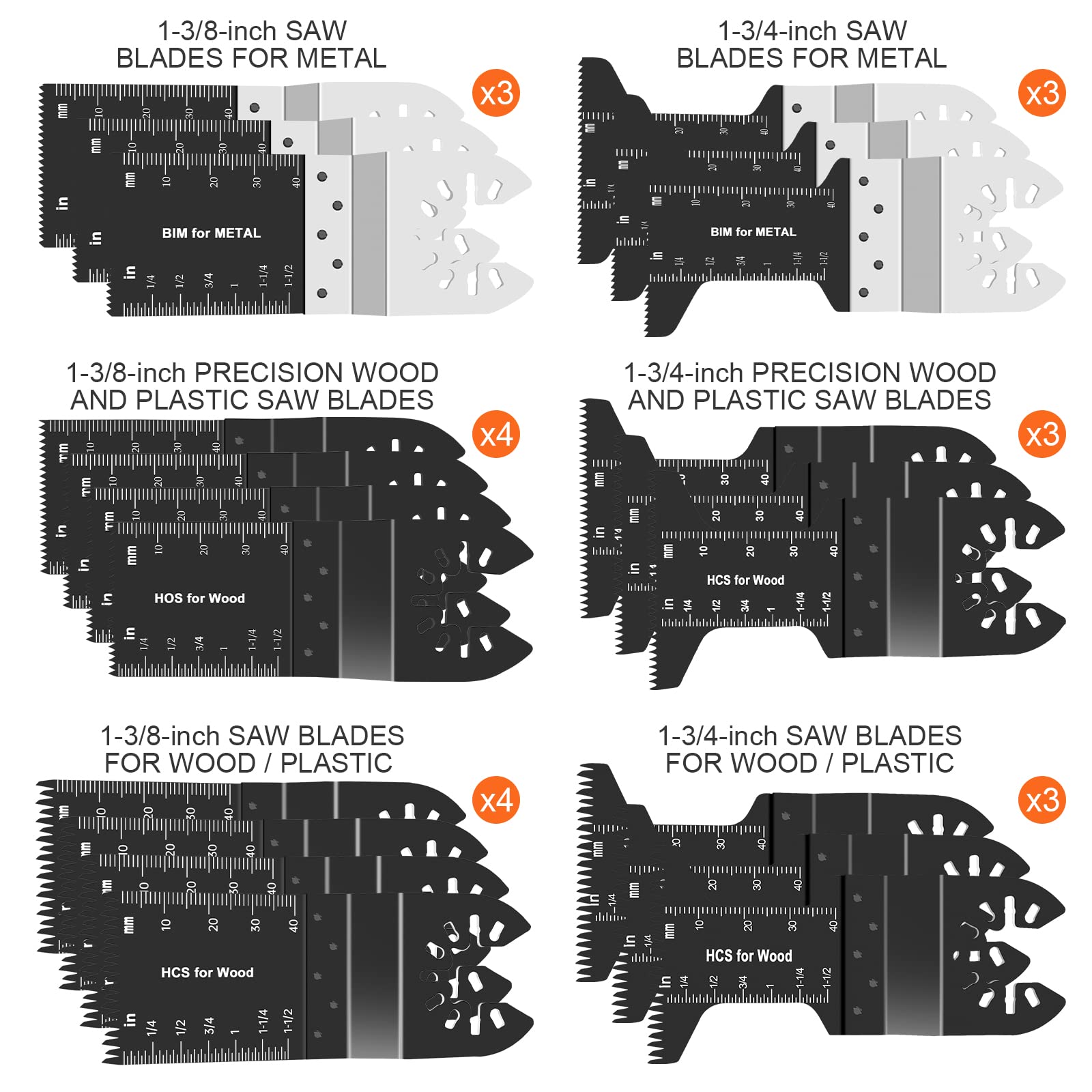 20Pcs Cuchillas Oscilantes Multiherramienta, Accesorios para Herramientas Oscilantes Multifunción, Profesionales de Madera/Metal/[lástico Universal de Liberación Rápida para Fein Multimaster, Ryobi