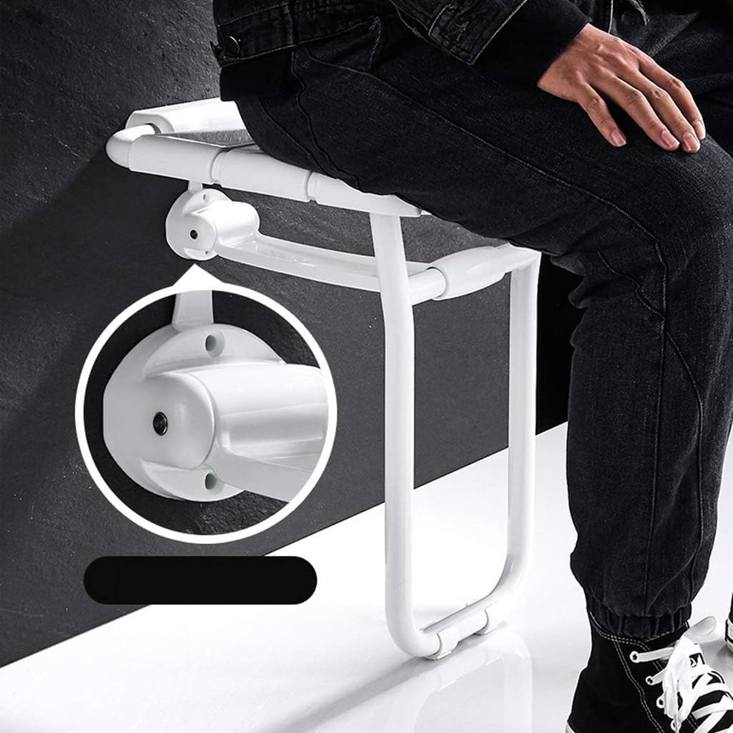 Banco de Ducha Abatible Pared, Asiento de Bañera Plegable con Patas de Apoyo Antideslizante para Seguridad de Ancianos, Discapacitados y Mujeres Embarazadas en