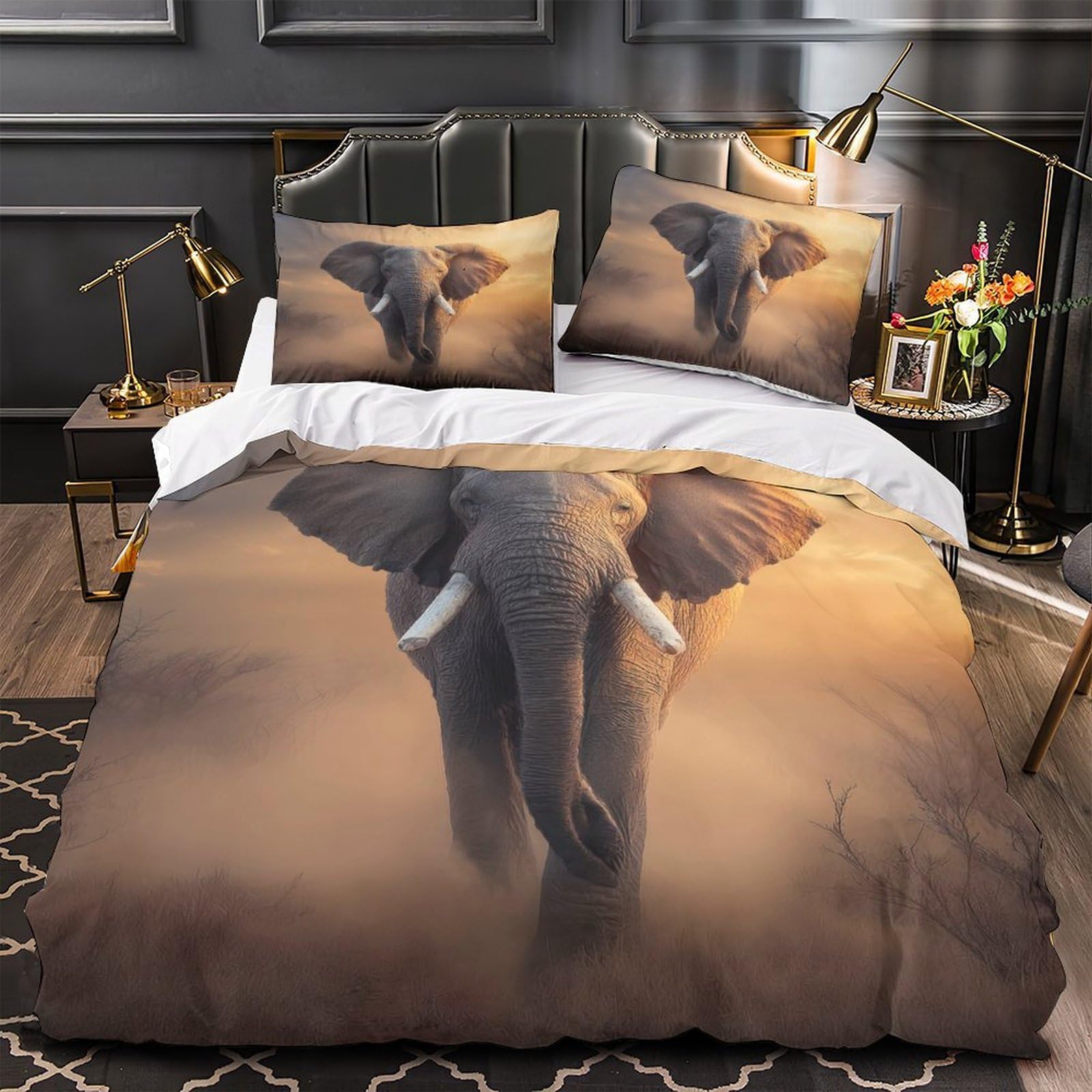 Housse de couette Éléphant d'Afrique pour chambre enfant style safari sauvage