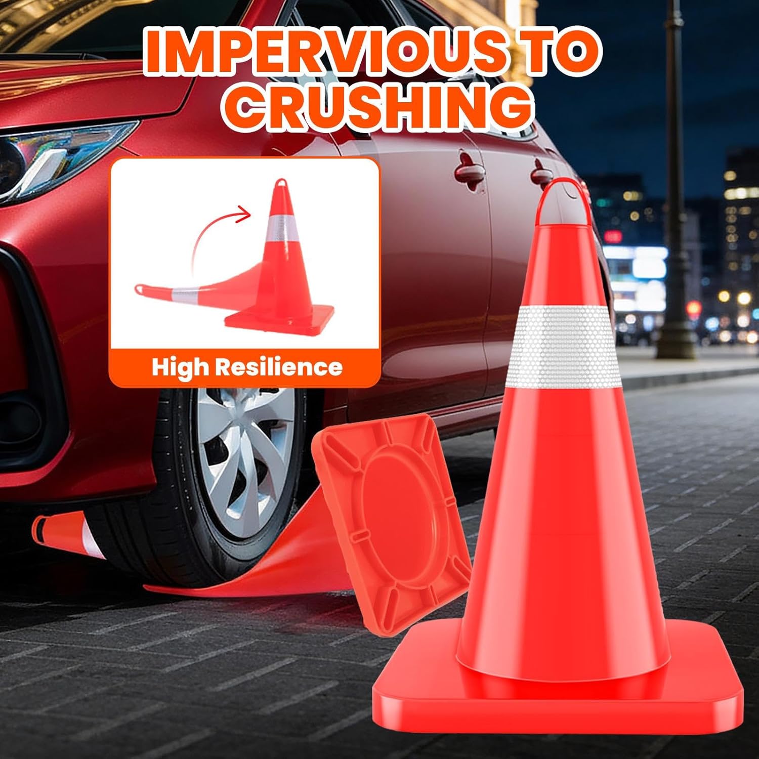 60 Pack 18 Inch Traffic Cones with Reflective Tape, Safety Road Parking Cones with Weighted Base (12 PCS)