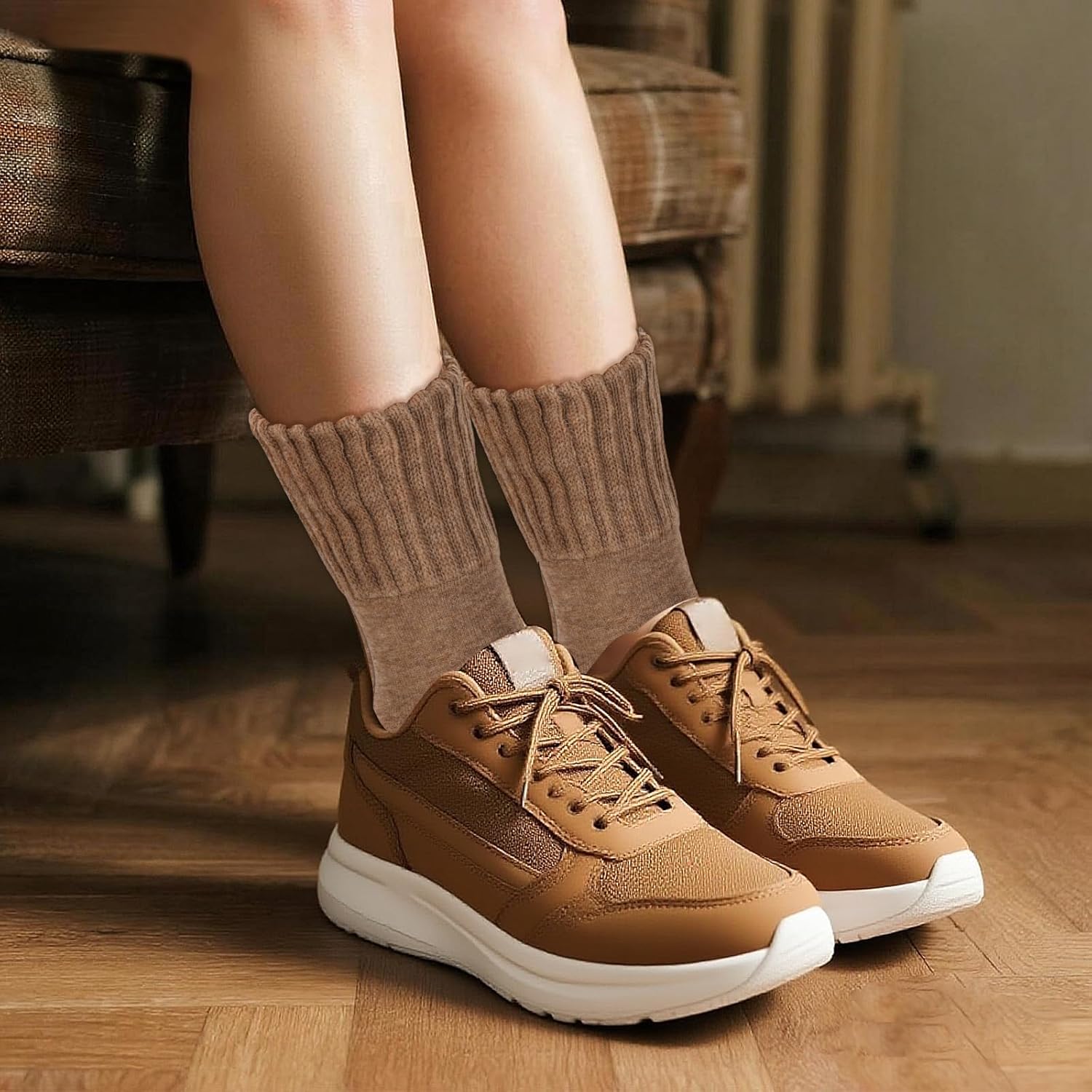 3 Pairs Boot Socks for Women Winter Thick Hiking Cozy Ankle Boot Socks - Image 3