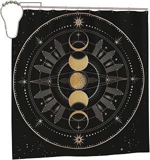 Astronomical Phenomenon Map of Solar Eclipse and Lunar Eclipse Art Shower Curtain,Waterproof Polyester Fabric Decorative Bathroom Bath Curtains 72×72in