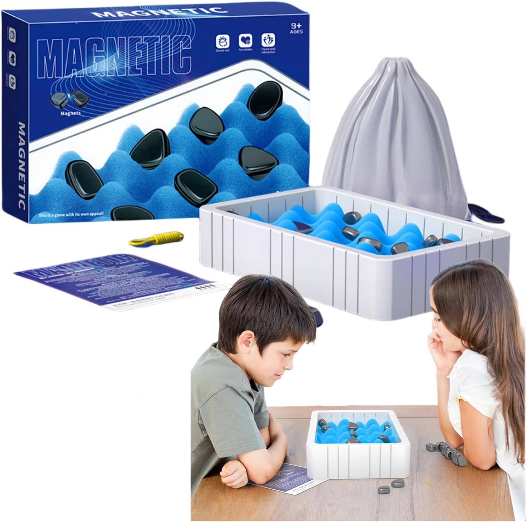 NALACAL Magnetic Chess Game, Magnet Board Rock Game, Multiplayer Table Top Strategy Magnet Game Pieces Portable Puzzle Magnetic Battle Chess, for Kids Aged 9+ and Adults Fun Family Party Games