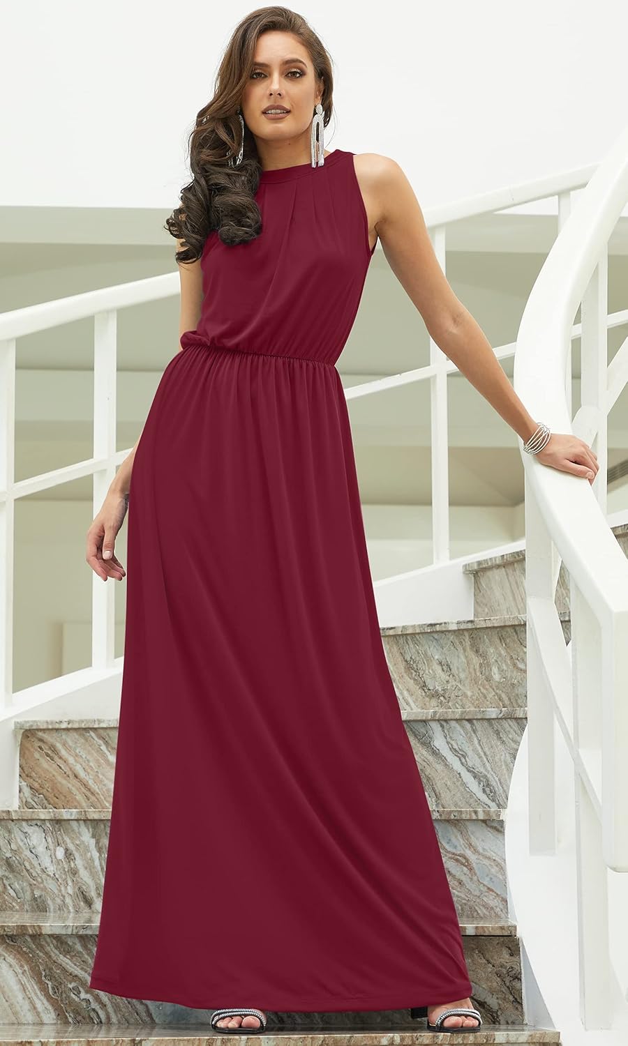 KOH KOH 2026 Sexy Sleeveless Flowy Summer Casual Formal Gown - Image 3